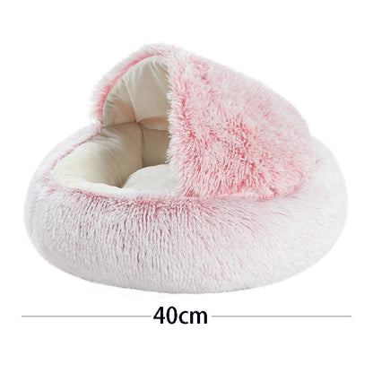 Soft Plush Pet Bed with Cover round Cat Bed Pet Mattress Warm Cat Dog Sleeping Nest Cave for Small Dogs Kitten