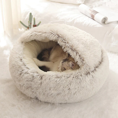 Soft Plush Pet Bed with Cover round Cat Bed Pet Mattress Warm Cat Dog Sleeping Nest Cave for Small Dogs Kitten