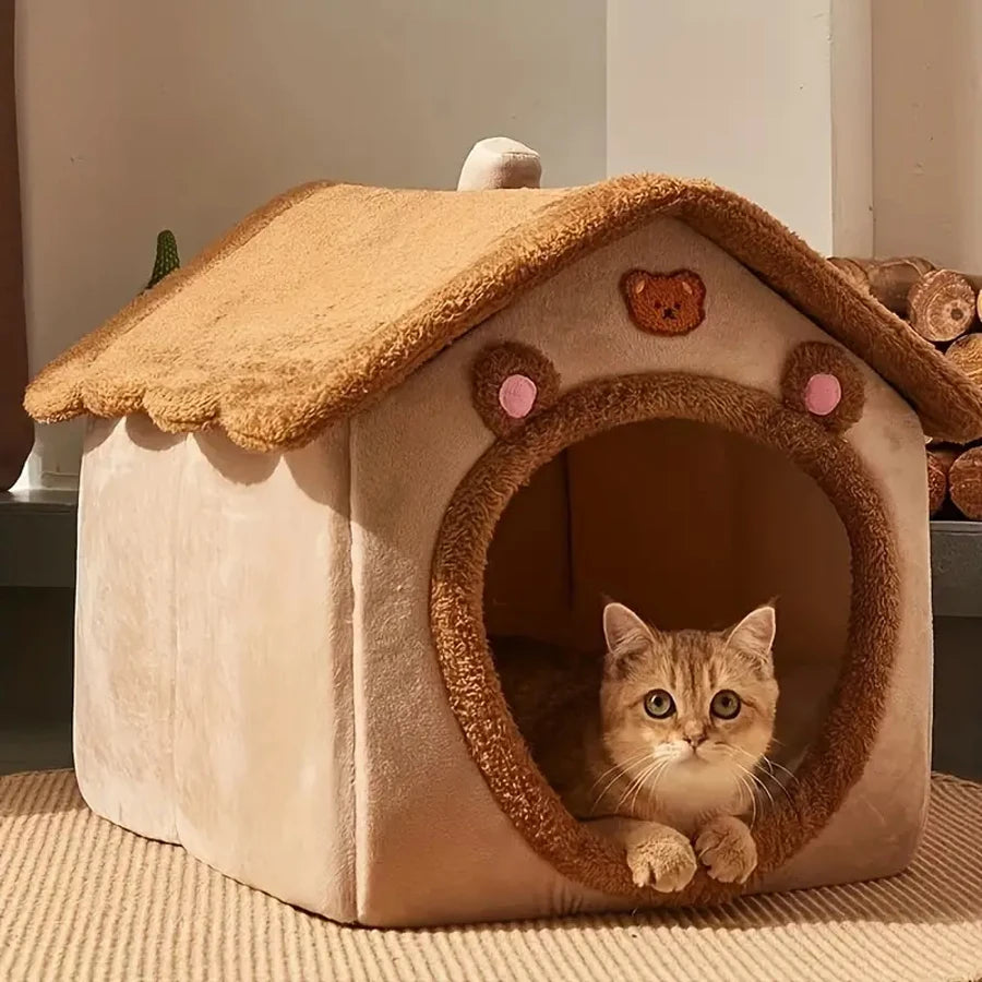 Foldable Removable and Washable Pet House for Extra Small Dogs and Small to Medium Cats